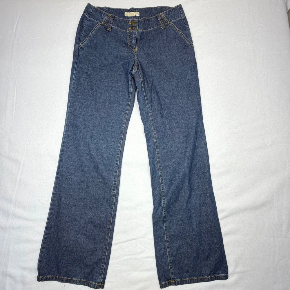 Michael Kors Womens Dark Wash Wide Leg Denim Jeans Blue Size 6 Trouser Style